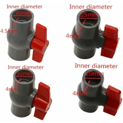 [JAMAIS UTILISÉ]Vanne à boisseau sphérique en PVC, valve en plastique U-PVC, connecteurs droits pour contrôle et arrêt du débit (φ40 mm)-INHHUB