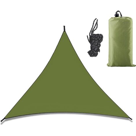 Auvent Imperméable Triangulaire 3x3x3M, Protection Solaire Coupe-Vent UV pour Jardin, Terrasse, Balcon (Vert) (1/5)