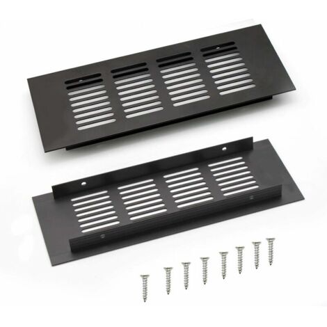 Grille de ventilation angulaire en aluminium 200 mm – Pour placards et chambres – Installation facile avec vis – Couleur noire (1/5)
