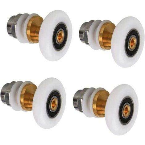 4 Pièces Roulette Porte Douche, Galets de Roulettes Douche Porte Coulissante 25mm de Roulement de Rechang, Pour Remplacement de Douche Coulissante Verre Porte Coureurs Rouleaux