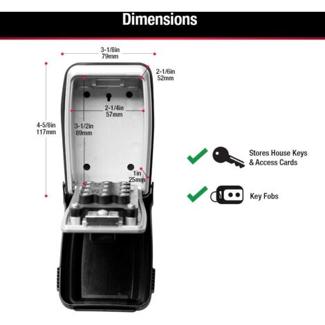 Boîte à Clés Sécurisée Kidde StorAKey 2XLC6, Métal Noir, Bouton-poussoir, Capacité 5 Clés