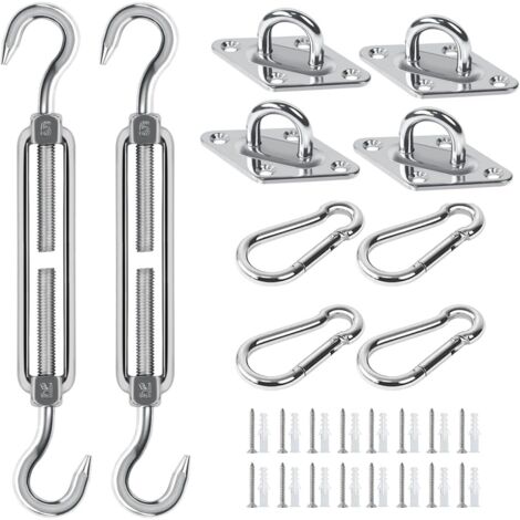 [JAMAIS UTILISÉ]Kit de Fixation pour Voile D'ombrage, Acier Inoxydable Soleil Voile D'ombrage Kit de Fixation pour Triangle et Carré, Rectangle, du Soleil Voile D'ombrage Accessoires de Fixation