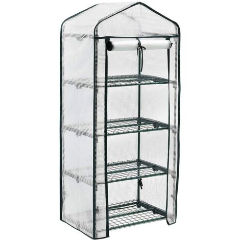 Tente de balcon avec bâche amovible, serre pour tomates, 69 x 49 x 158 cm blanc et vert (1/5)