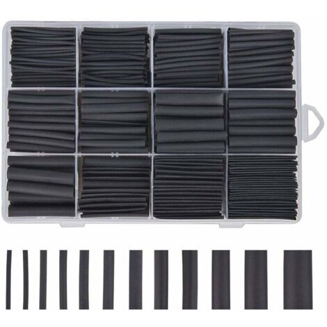 Gaine Thermoretractable Noire 625pcs Gaine Thermo Retractable Gaines Thermoretractables Un Assortiment de 8 Tailles 1 – 10 mm,GU.B/bon