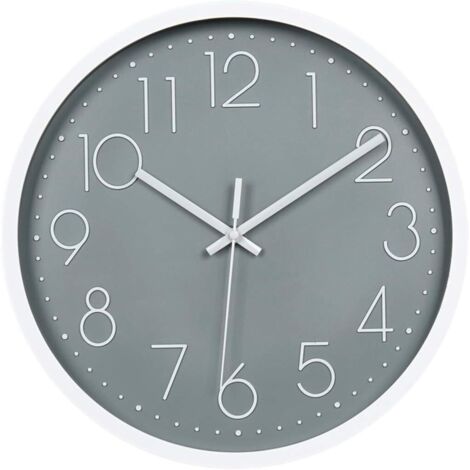 12" Moderne Horloge Murale Mute Silencieuse Pendule Murale pour La Chambre Cuisine Salon - Gris (1/4)