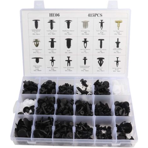 415 Pièces Clips en Plastique pour Voiture, Garniture de Panneau et Attaches avec Boîte de Rangement (1/4)