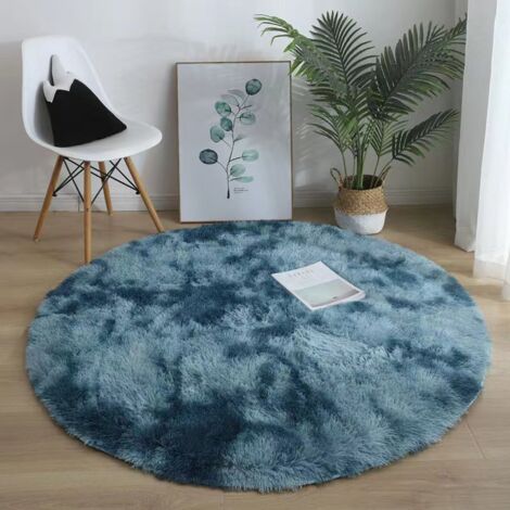 [JAMAIS UTILISÉ]INHHUB Tapis Rond, à Poils Longs, 120cm X 120cm, Moderne, pour Salon, Chambre à Coucher, Salle à Manger ou Chambre d'enfant, Tapis de Sol Shaggy Confortable Moquette Anti-dérapage, Tie