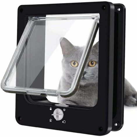 Portes pour chats, chatière magnétique à verrouillage rotatif à 4 voies pour chats, chatons et chatons, version améliorée M noir , 19 5.5 22) FDC (1/5)