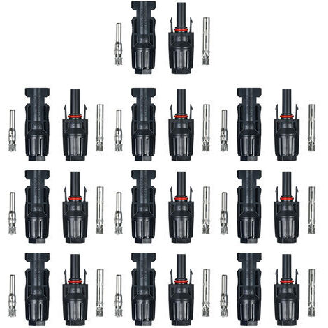 Odipie – Lot de 10 paires de connecteurs MC4 pour panneaux solaires – Résistance UV et étanchéité IP67 – Assemblage rapide sans clé
