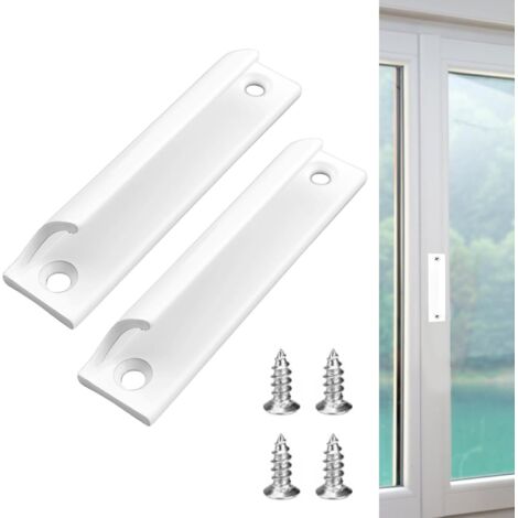 Poignée en alliage d'aluminium 2 pièces Poignée de porte coulissante Poignée de porte de balcon Poignée de tiroir d'armoire Pour fenêtres, quincaillerie de meubles avec vis (Blanc) (1/5)