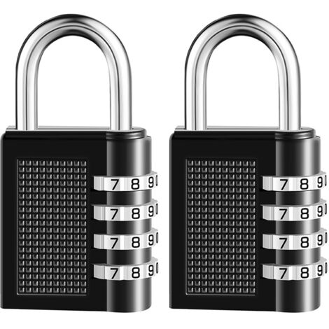 2 Pack casier combiné 4 chiffres cadenas imperméable extérieur pour casier de gymnase d’école, casier de sport, clôture, boîte à outils, porte, cas, rangement Hasp (noir)-INHHUB (1/5)