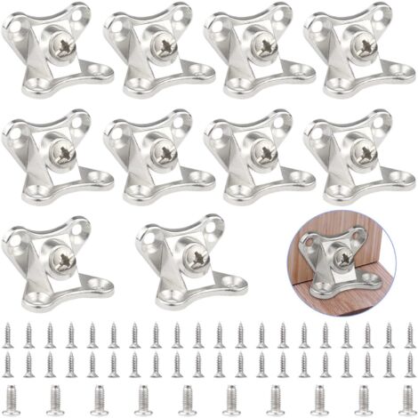 Equerre Metal Papillon Équerre de Fixation Connecteurs D'angle Amovible Équerre de Coin en Forme de L avec Vis pour Tables Chaises Meubles en Bois (10 Pièces)