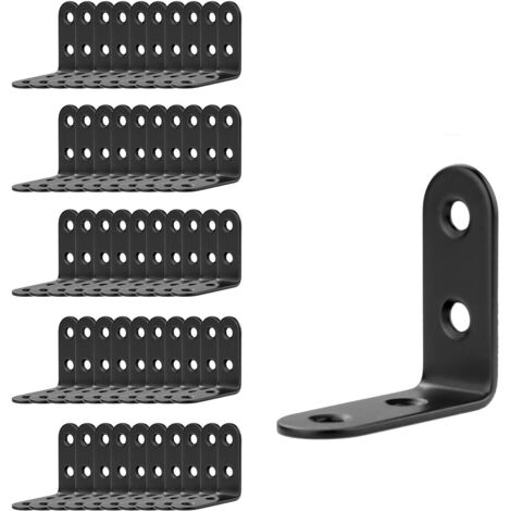 50pcs Renforts d'Angle en Inox Noir 40x40mm, Équerres de Fixation pour Réparation de Meubles (1/4)