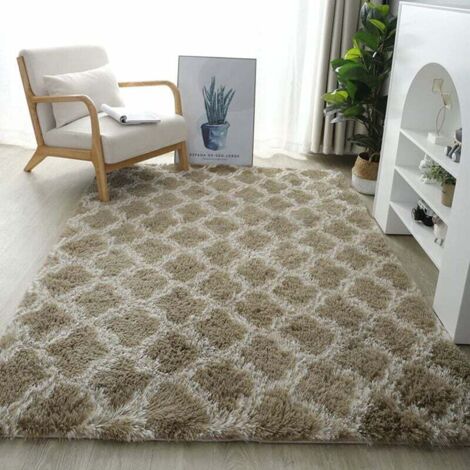 Tapis shaggy moelleux antidérapant 160 x 200 cm – 100% microfibre ultra-douce – Lavable – Pour salon, chambre, couloir, cuisine