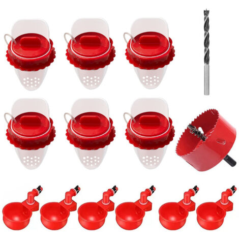 [JAMAIS UTILISÉ]6 Pièces Chicken Feeder et 6 Pièces Abreuvoir de Poulet, Abreuvoir Poules Automatique pour Poulets Pas de Déchets pour Poulet Canard Volaille Baril Boîte Abreuvoir Cour Poulailler
