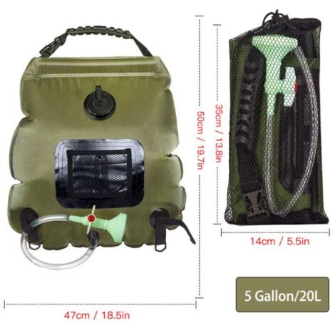 Sac De Douche Solaire 20L MFH De Luxe – Portable Camping Extérieur – Neuf