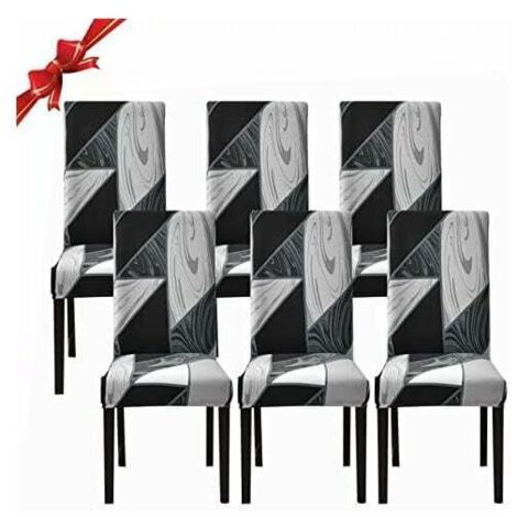 Housse de Chaise Salle à Manger Extensible 6 Pièces,Housse de Chaise Universelle Lavables,Couverture de Chaise Facile à Nettoyer pour Décor Salle à Manger Hôtel Restaurant(Noire,par 6) (1/5)