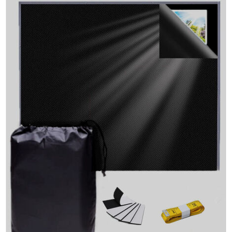 Store occultant portable 100 % occultant avec bandes Velcro - S'adapte à toutes les tailles et formes de fenêtre - Sans perçage - Pour maison, voyage, bureau - Taille L - Noir (1/5)