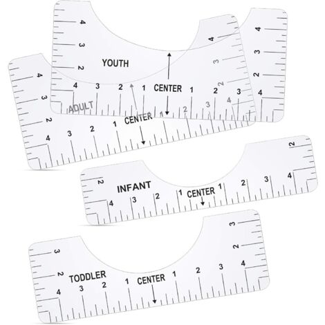 4 Pièces Outils d'Alignement de T-Shirt Guide de Règle de T-Shirt Transparent Outil de Règle de Centrage de Sublimation Outil de Vinyle de T-Shirt pour Fournitures de Conception de Tissu (1/5)