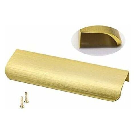 Lot de 10 poignées de meuble en aluminium dorées – Poignées invisibles 128mm – Résistantes à la corrosion – Pour cuisine et placards - LS7027GD128 (1/5)