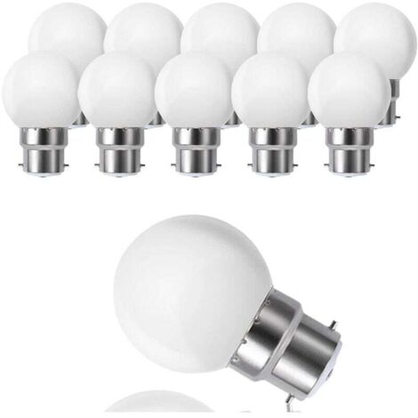 [JAMAIS UTILISÉ]Lot de 10 globes LED B22 G45, blanc chaud 3500 K, 3 W G45, 180 lm, boîtier en polycarbonate mat, non dimmable [Classe énergétique G] -INHHUB