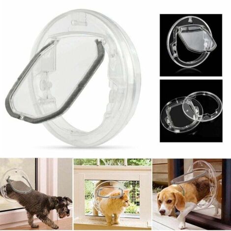 Porte chatière pour chats et chiens – Compatible fenêtres et portes coulissantes en verre – 4 positions de verrouillage – Matériaux PC et ABS (1/5)