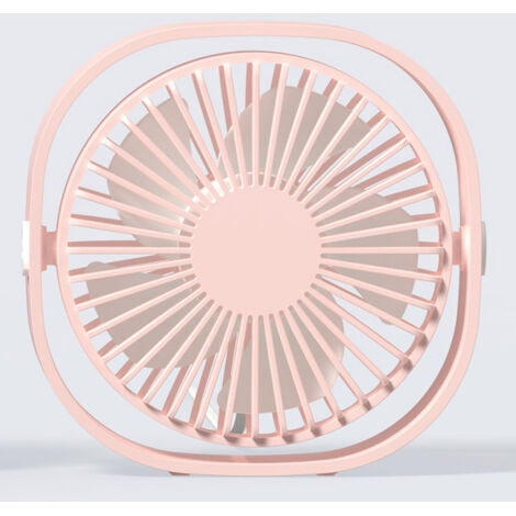 Petit ventilateur USB portable silencieux alimenté par USB uniquement (sans batterie), refroidissement, 3 vitesses, réglable, pivotant à 360°, pour la maison, le bureau, la chambre, Rose
