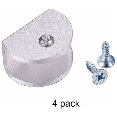 INHHUB Lot de 4 supports de serrage réglables en alliage d'aluminium pour étagère en verre de 8 à 12 mm d'épaisseur (semi-circulaire)-INHHUB (1/5)