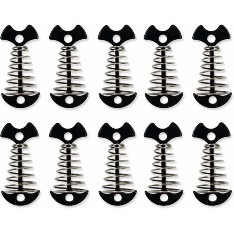 Lot de 10 Piquets d'Ancrage en Aluminium avec Boucle à Ressort, Pour Camping et Randonnée (Noir) (1/4)