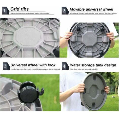 Chariot à Plantes Avec Roues - Plateau Roulant Pour Pots De Fleurs Intérieur/extérieur - Gris