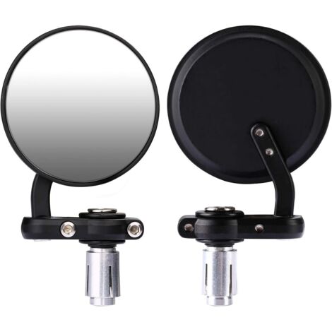 Paire de rétroviseurs ronds pour motos, adaptables aux guidons de 22 mm, poignée et corps personnalisés de couleur noire (1/4)