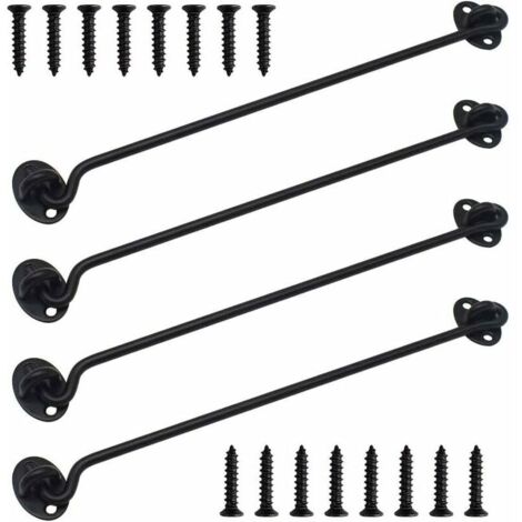 Dpzo – Crochets cabine en acier inoxydable noir – Lot de 4 pièces 12 pouces – Pour fenêtres, portes coulissantes et volets – Installation facile (1/5)