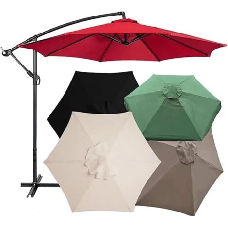 Housses de rechange Toile de rechange universelle pour parasol de jardin, terrasse, cour, plage, piscine, marché, 3 m/8 baleines Vert