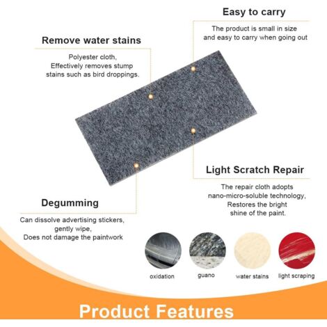 Lot De 8 Chiffons Nano Sparkle - Pour Effacer Les Micro-rayures Sur Peinture De Voiture