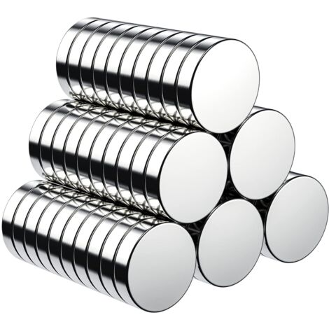 Lot de 60 aimants ronds ultra puissants 10x2mm – Force de traction 0,8 kg – Acier inoxydable triple couche – Pour réfrigérateur et tableaux blancs - 60PCS (1/5)