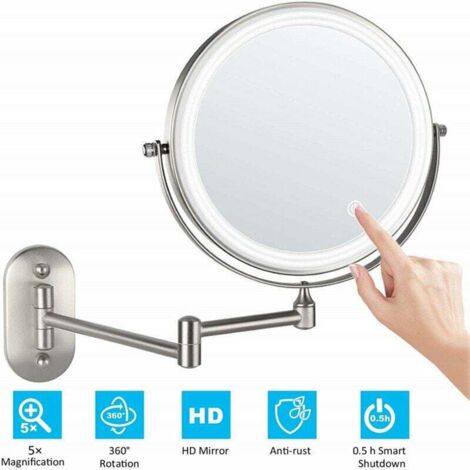 Miroir Grossissant Lumineux Mural x10, Miroirs de Maquillage Miroir Salle De Bain 7 Pouces Miroir Mural Double, Pivotant et - Maison Miroir Grossissant Lumineux Mural x10, Miroirs de Maquillage Miroir Salle De Bain 7 Pouces Miroir Mural Double, Pivotant et - Maison