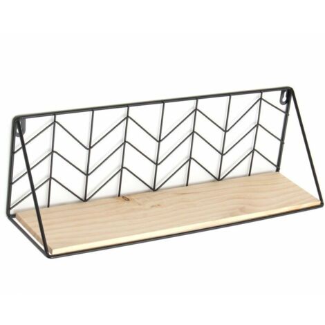 MiNi étagère Murale En Métal Support En Bois Décoration Maison Bureau S (1/5)