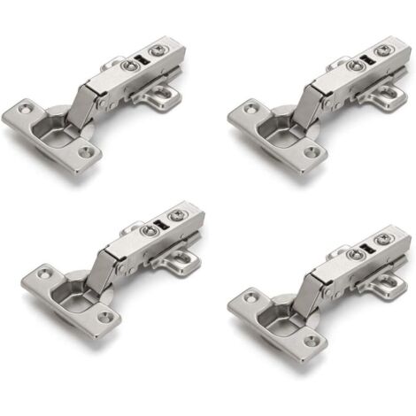 Lot de 4 charnières pour porte de placard, porte meuble, angle plié, fermeture lente, pas de fente nécessaire, facile à installer (1/5)