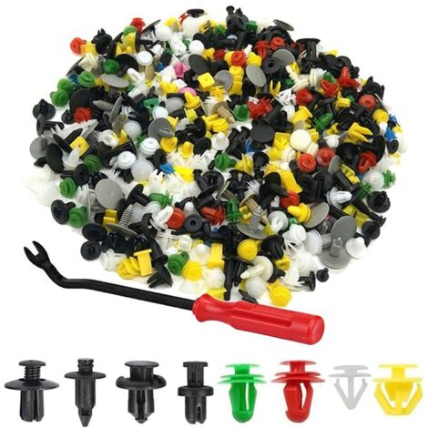 500pcs Rivet Clips Plastique, Plastique Fixation Auto Universel, de Garniture Voiture avec Outil Démontage, pour Panneaux Garnitures Portes, Différentes Formes et Tailles (1/5)