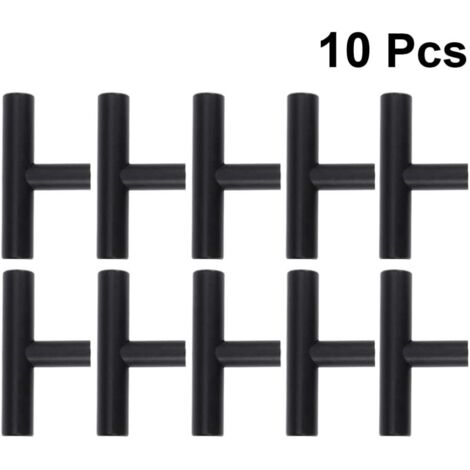 10pcs T Bar Boutons de Meuble Noir, Poignées pour Quincaillerie de Cuisine et Salle de Bain (1/4)