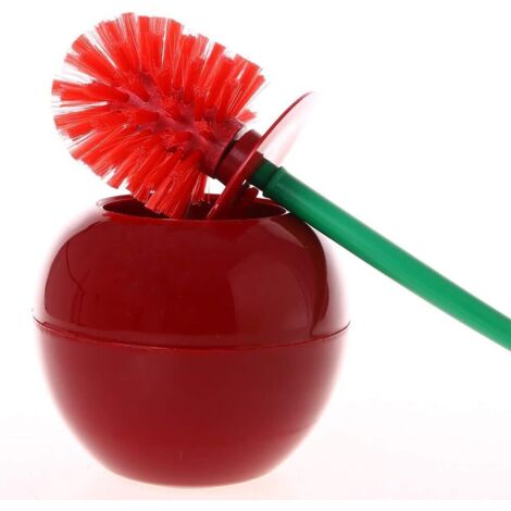 Brosse WC en Plastique avec Support Cerise, Poils de Nettoyage en Profondeur pour Salle de Bain (1/4)