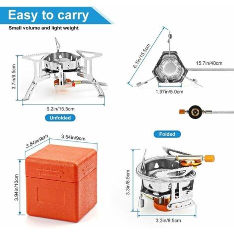 Poêle De Camping Pliable Trofeo HW-01 - Brûleur Butane/gaz - Portable Avec étui - Neuf