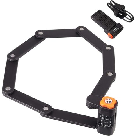 Antivol Pliable Vélo Trottinette Electrique Patinette, Cadenas Vélo Antivol Résistant aux Cisailles, Cadenas Code 4 Chiffres Pliage en 8 Sections, 8 Maillons en Acier Extrêmement Trempé (1/5)