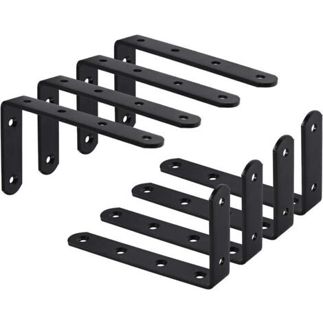 8 Pcs Équerres de Support Étagère Murale en Fer, Fixation en L pour Cuisine et Chambre (125 x 75 x 3 mm) (1/5)