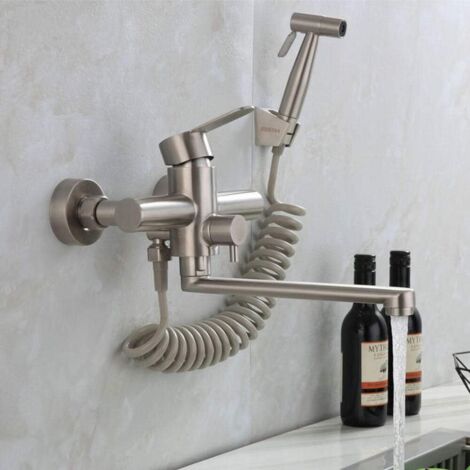 Robinet De Cuisine Mural ROHL Inca Brass - A1456LMWSIB-2, Avec Pulvérisateur Latéral, Neuf
