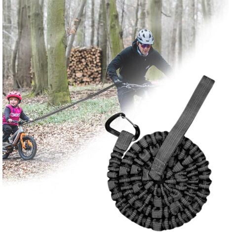 Corde de remorquage de vélo pour enfants, cordon élastique extensible pour enfants, universel durable, pour vélos, vélos, vélos électriques, adultes, noir (3M, jusqu'à 500 LB / 225 kg) (1/5)