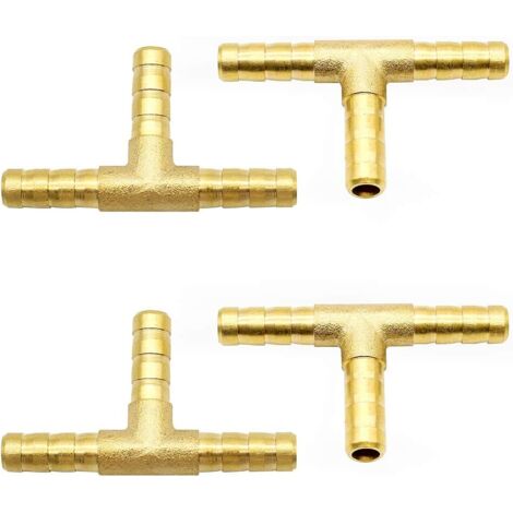 4 Pièces Connecteurs en T en Laiton 6mm, Connecteurs d'Extension pour Tuyaux d'Air Comprimé et Carburant (1/4)