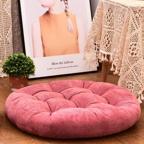 Coussin de sol rond en velours côtelé – Épaisseur 8-10 cm – Taille 56x56 cm – Pour méditation, yoga, salon, bureau extérieur – Rose - 22x22in