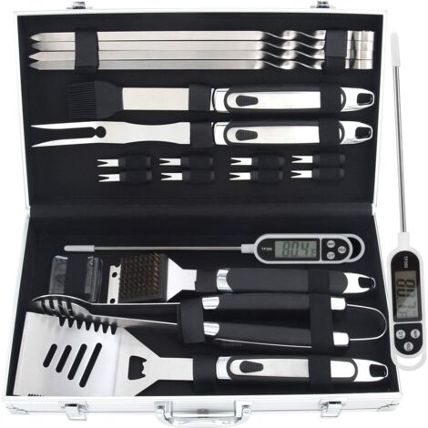20 Pièces Ensemble d'Outils de Barbecue en Acier Inoxydable Accessoires de Barbecue avec Boîtier en Aluminium pour Camping Voyage et Tailgating (1/5)