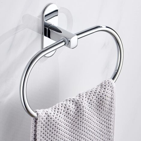 Anneau porte-serviettes sans perçage, porte-serviettes rond, porte-serviettes de salle de bain en acier inoxydable, adhésif breveté, porte-serviettes auto-adhésif, crochet porte-serviettes auto-adhési (1/5)